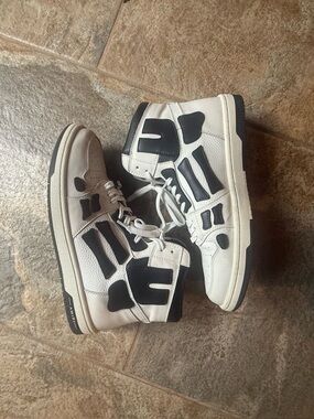 Men's High-Top Leather Sneakers in White and Black